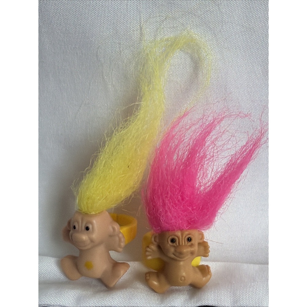Troll Doll Rings,Set of 2, 90s Toy Jewelry Vintage Russ Berrie